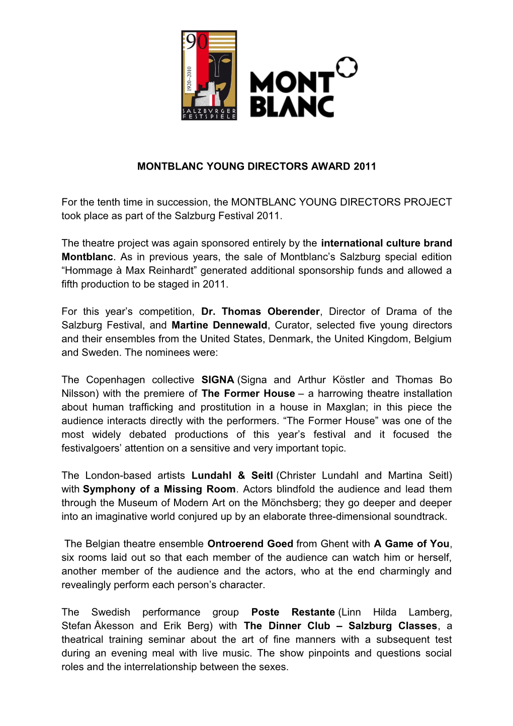 Montblanc Young Directors Award 2011