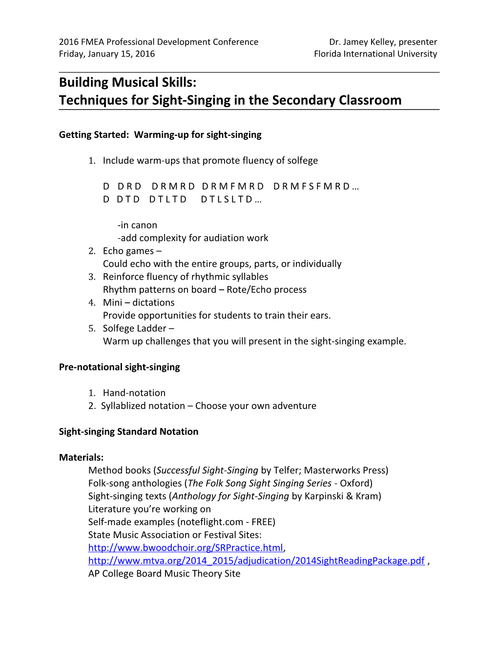 Techniques for Sight-Singing in the Secondary Classroom