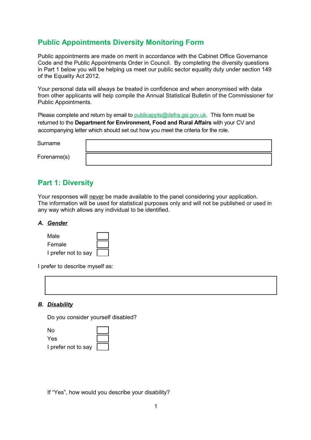 Public Appointments Diversity Monitoring Form