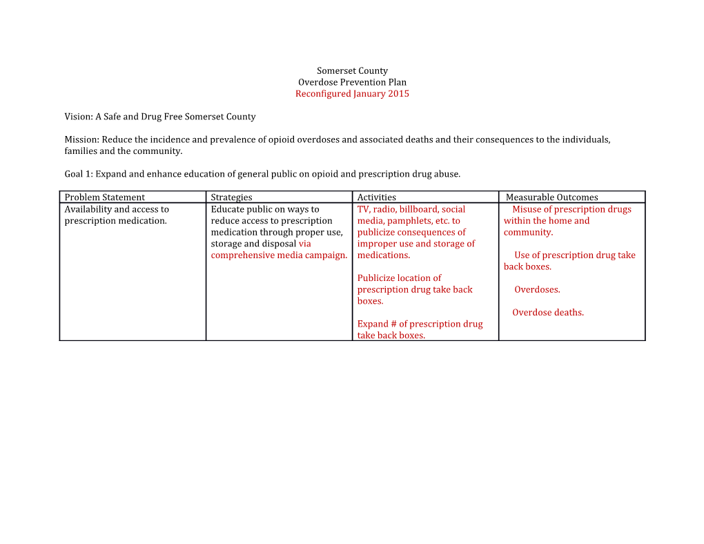Vision: a Safe and Drug Free Somerset County