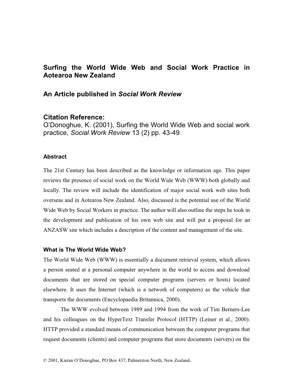 Surfing the World Wide Web and Social Work Practice in Aotearoa New Zealand