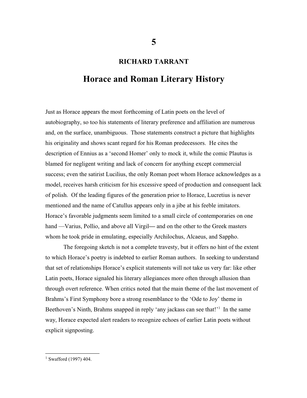 Horace and Roman Literary History
