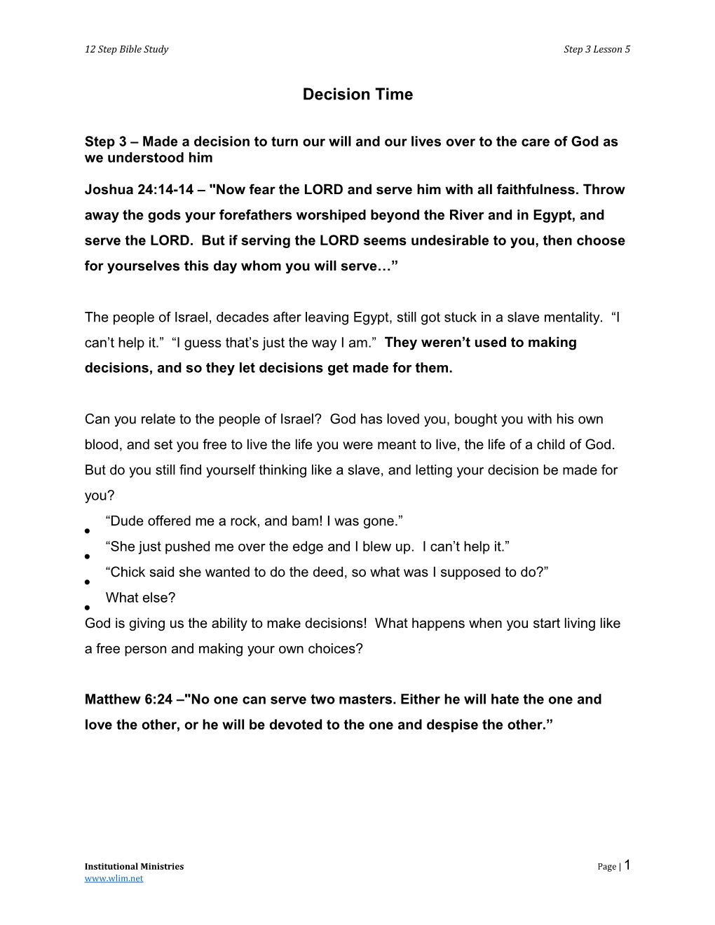 12 Step Bible Studystep 3 Lesson 5