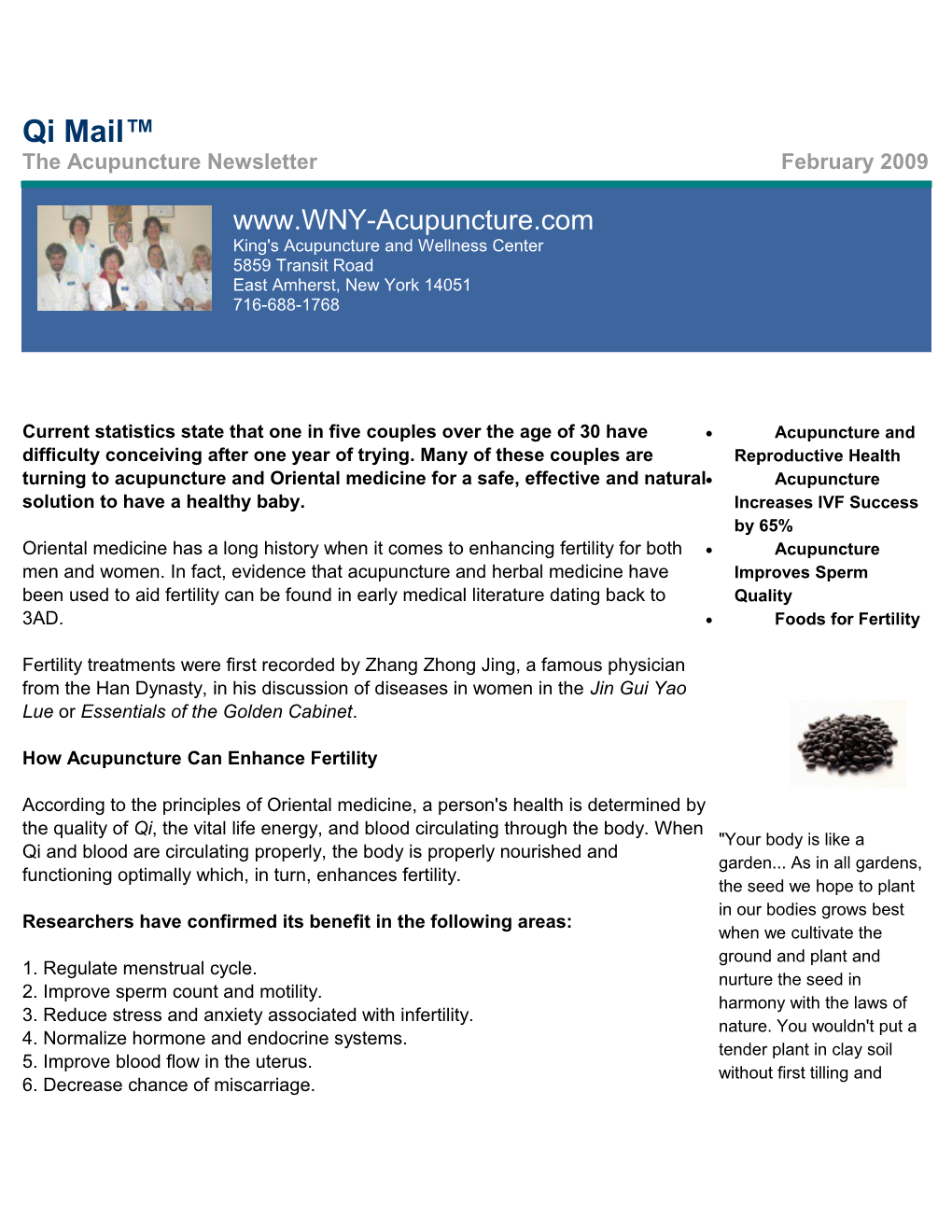 Qi Mail the Acupuncture Newsletter