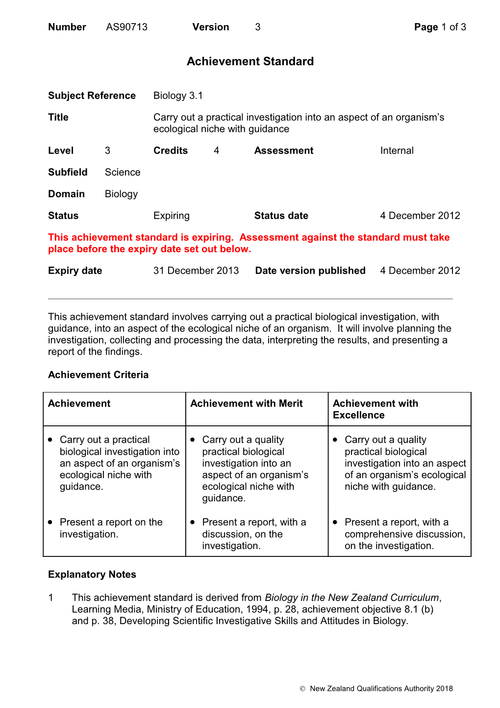 90713 Carry out a Practical Investigation Into an Aspect of an Organism S Ecological Niche