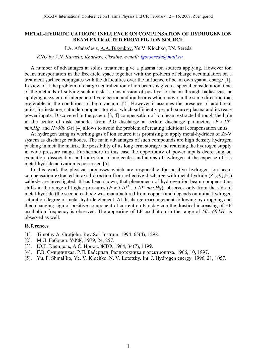 Metal-Hydride Cathode Influence on Compensation of Hydrogen Ion Beam Extracted from Pig