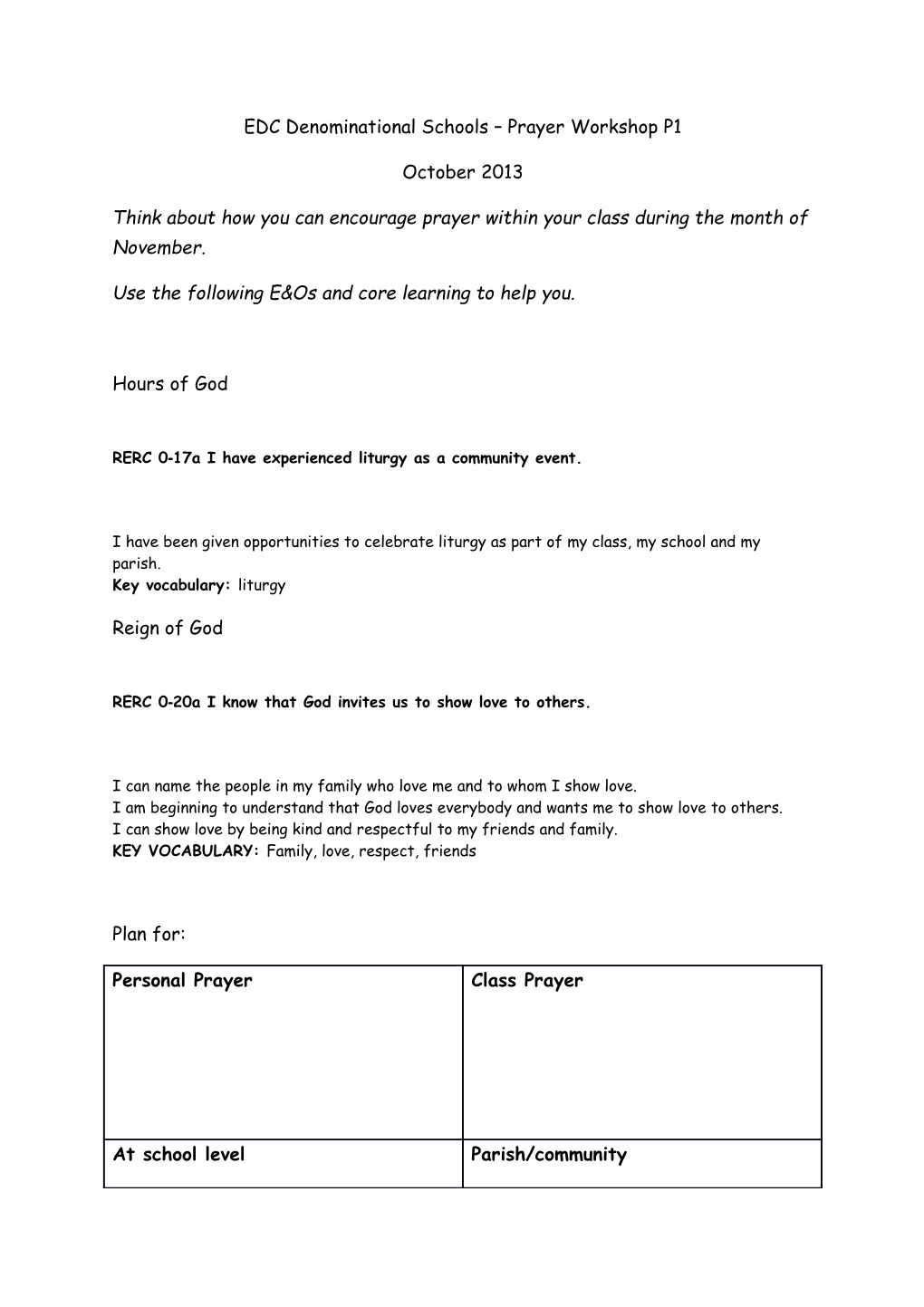 EDC Denominational Schools Prayer Workshop P1