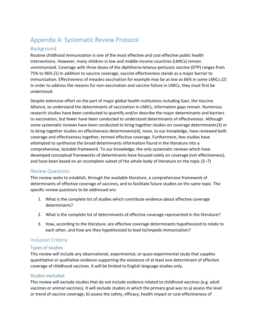 Appendix A: Systematic Review Protocol