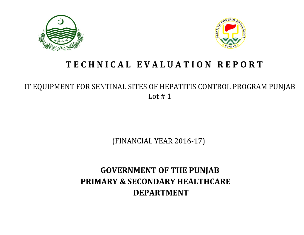 Itequipment for Sentinal Sites of Hepatitis Control Program Punjab