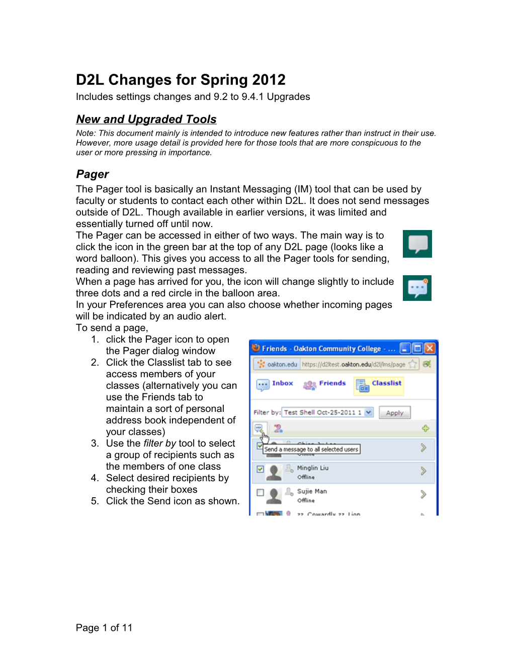 D2L Changes for Spring 2012