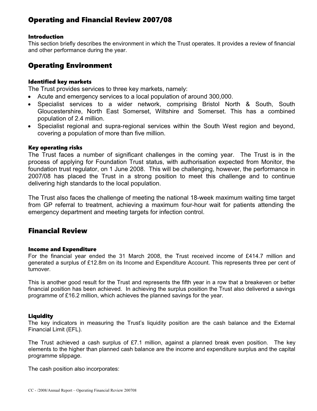 Operating Financial Review 2006/07