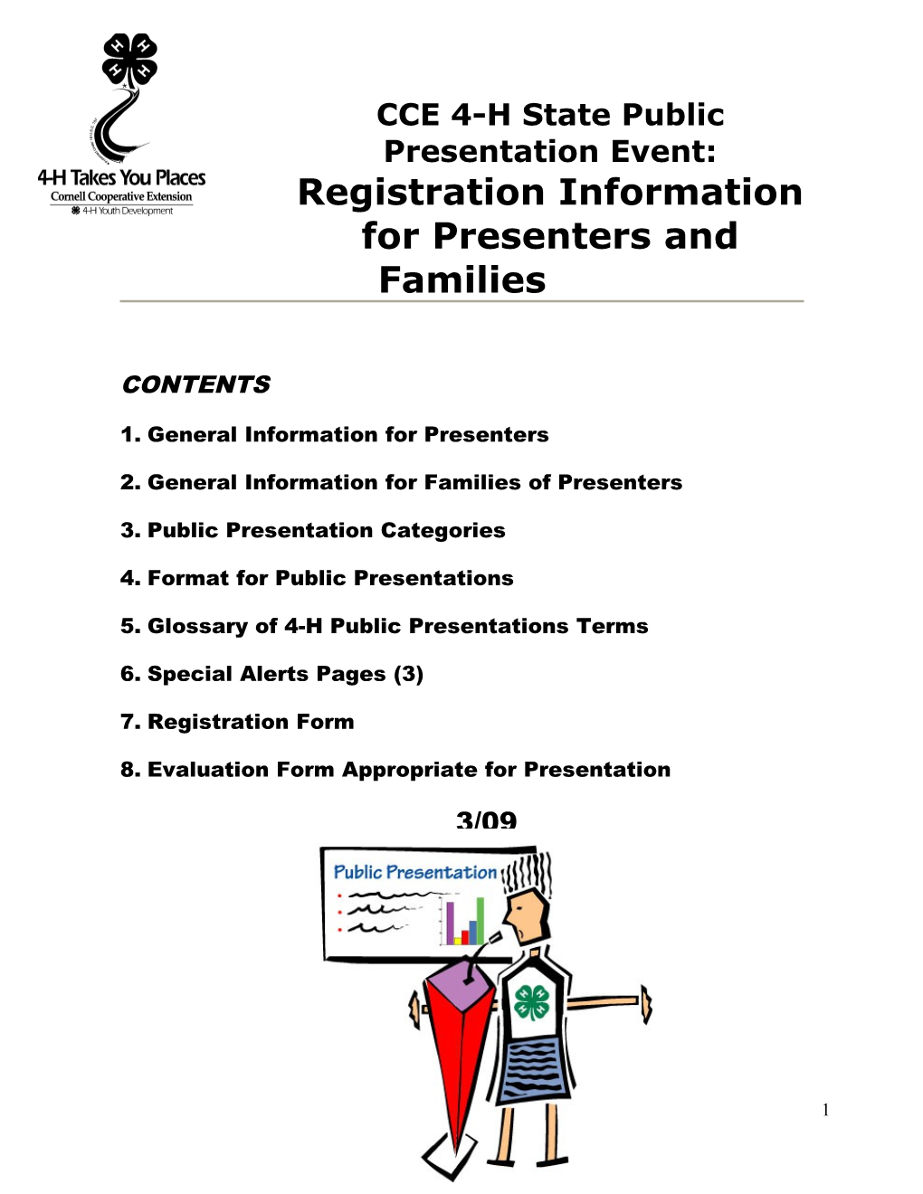CCE 4-H State Public Presentation Event:Registration Information for Presenters and Families