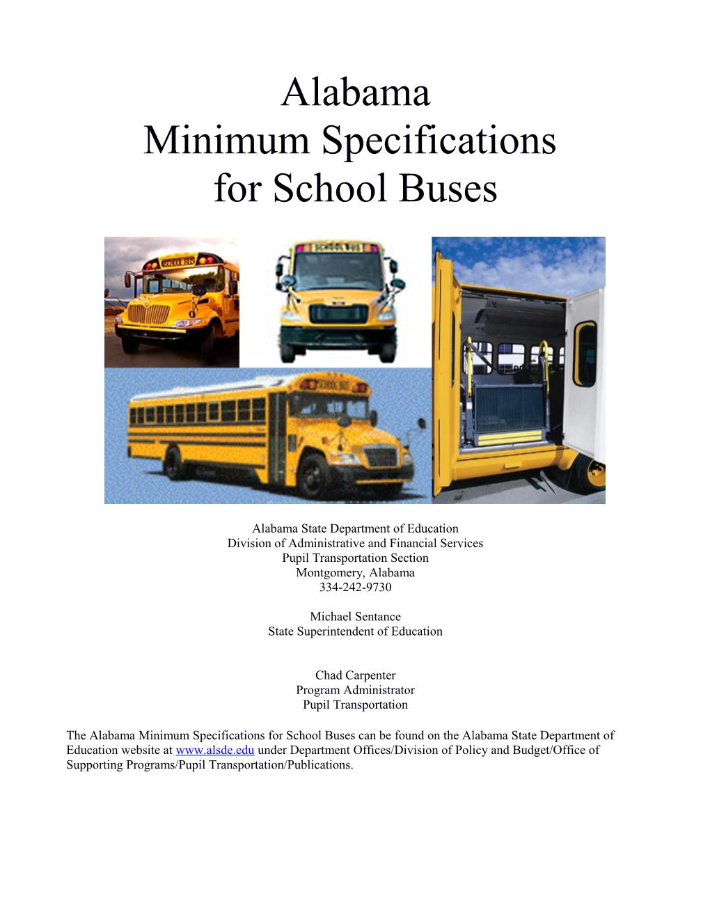 Alabama Minimum Specifications for School Buses