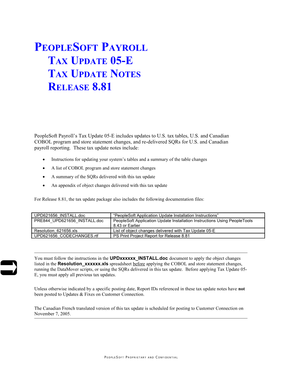 8.01 - Peoplesoft Payroll Tax Update 05-E