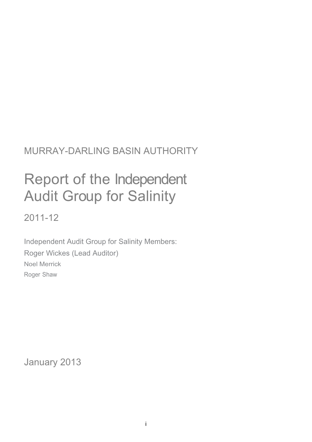 Report of the Independent Audit Group for Salinity 2011-12