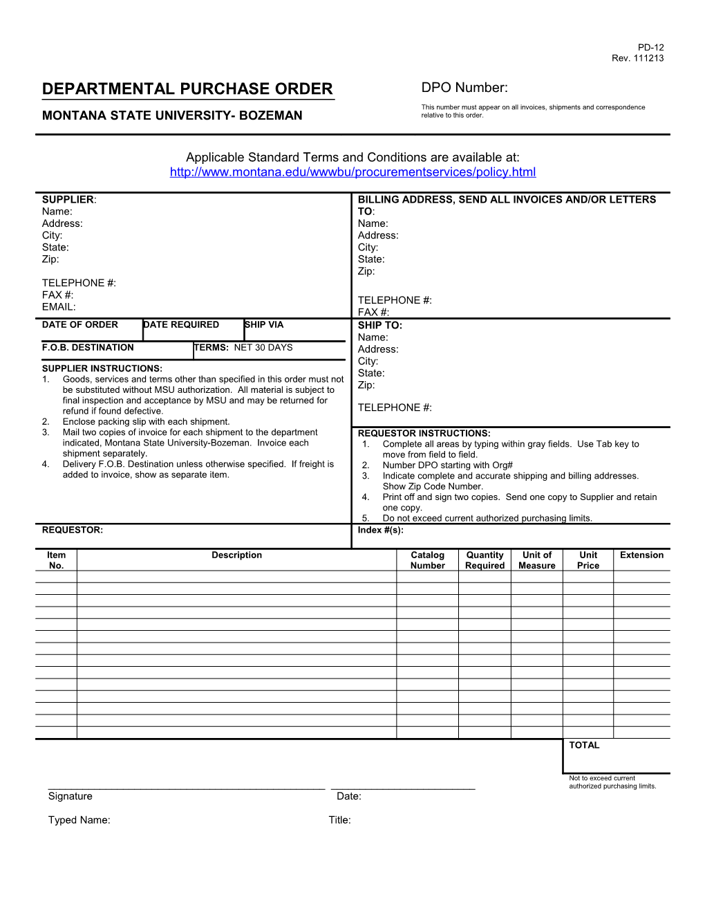 Deparmental Purchase Order