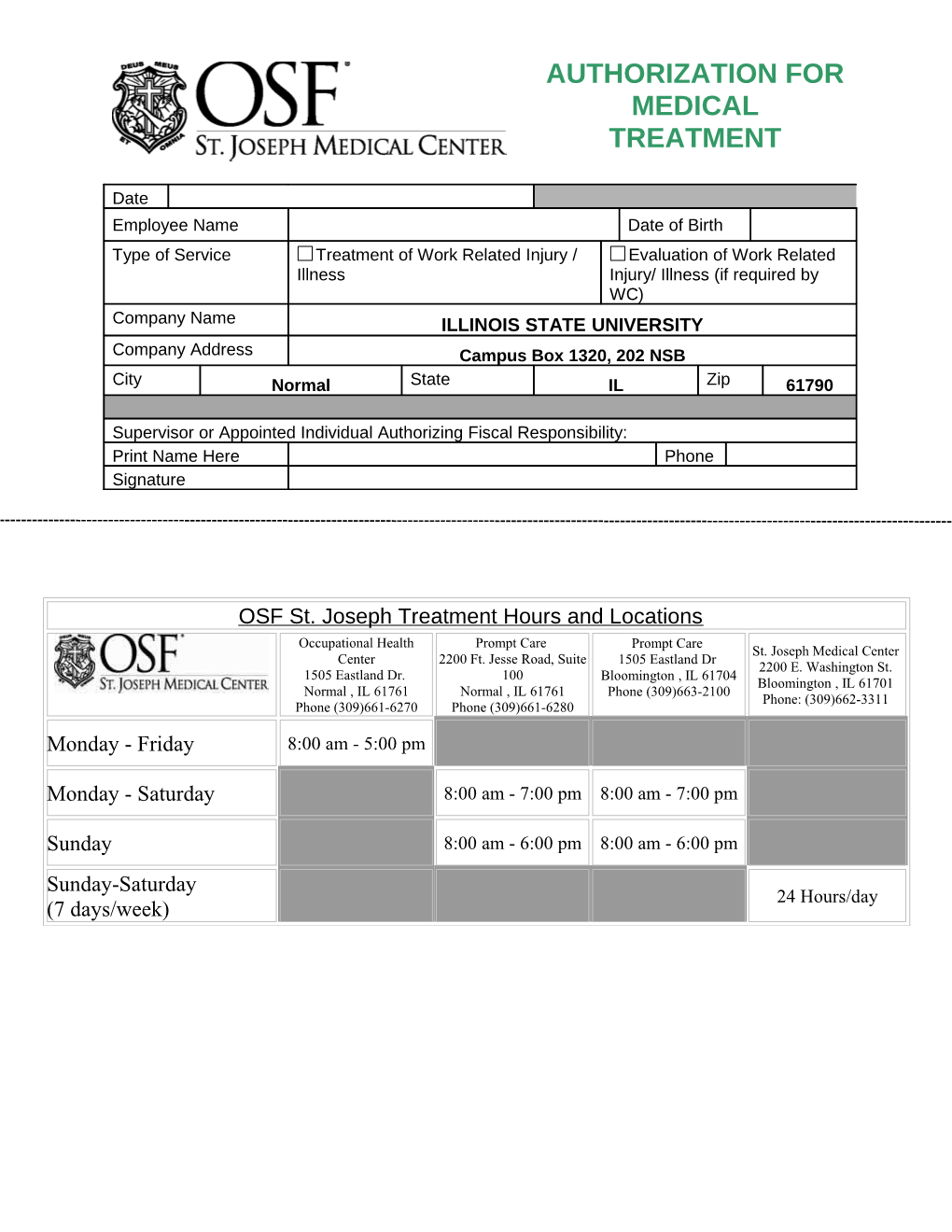 Authorization for Medical Treatment