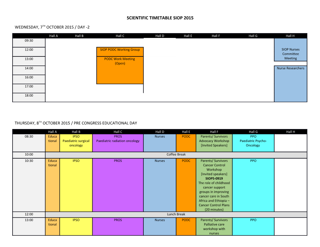 Scientific Timetable Siop 2015