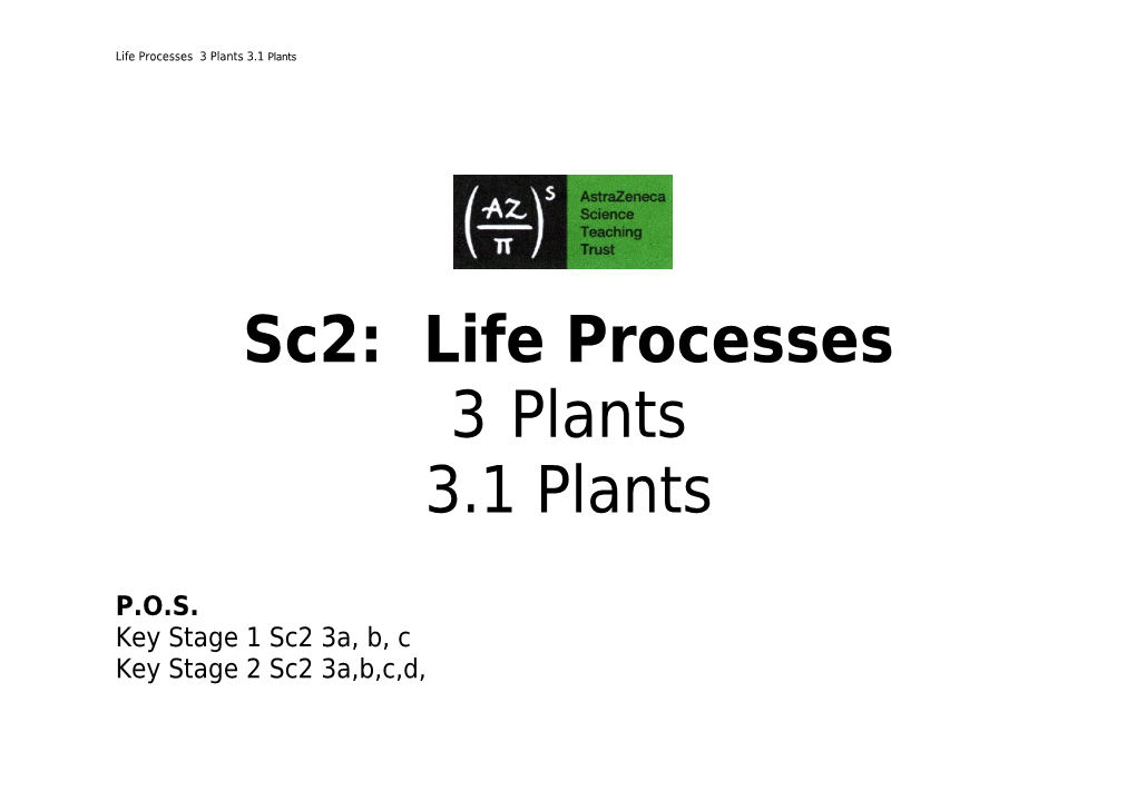 Life Processes 3 Plants 3.1 Plants