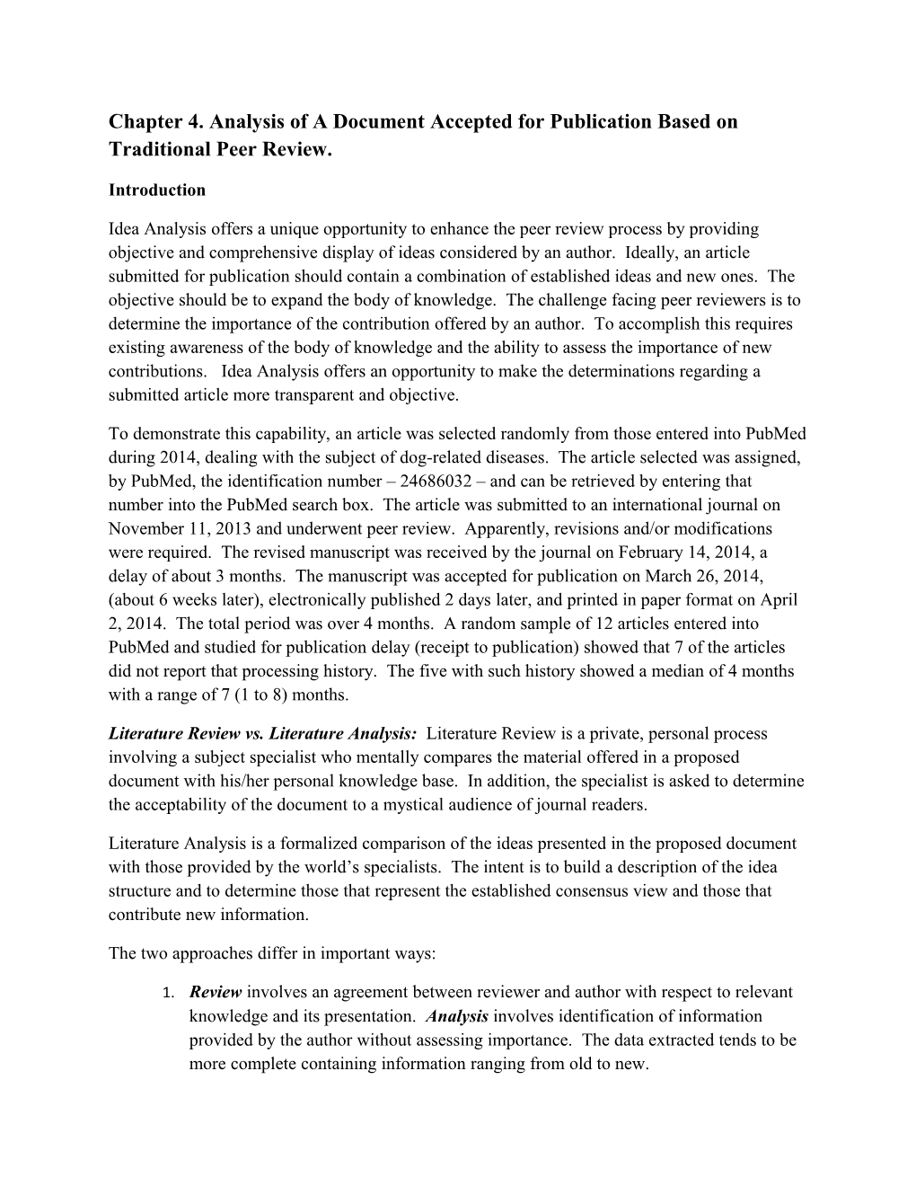 Chapter 4.Analysis of a Document Accepted for Publication Based on Traditional Peer Review