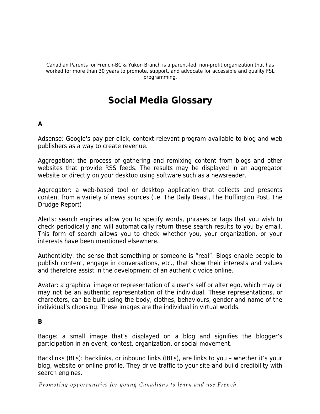 Social Media Glossary