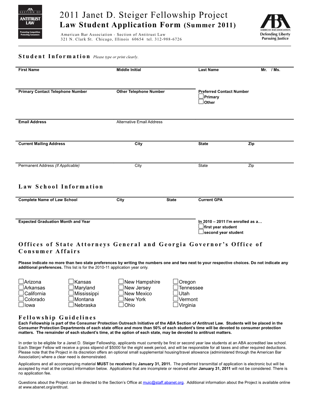 Student Information Please Type Or Print Clearly