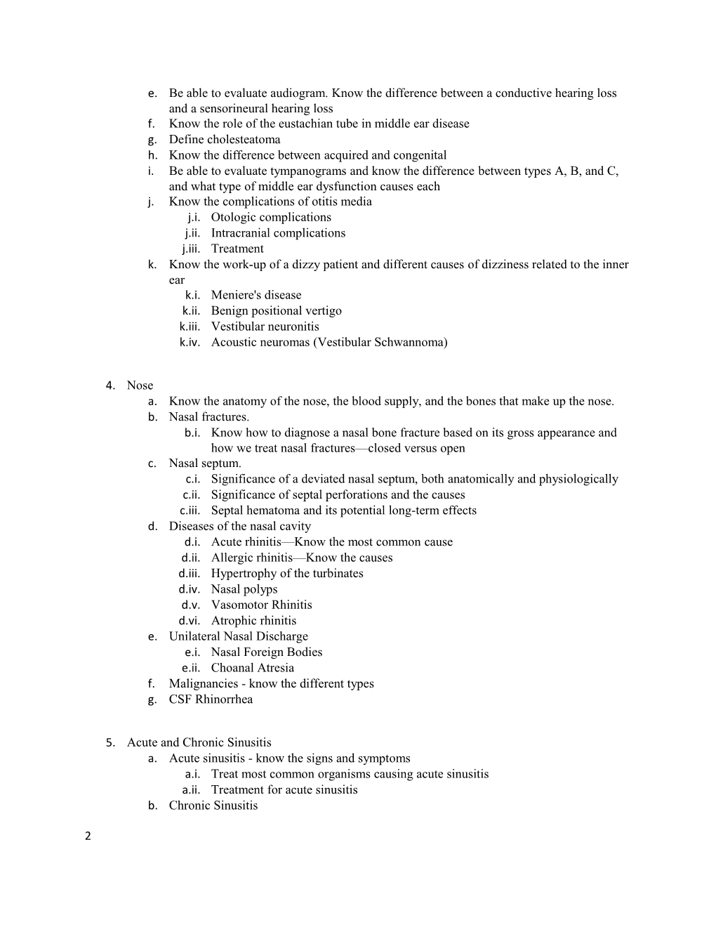 Otolaryngology/Facial Plastic Surgery Medical Student Rotation Syllabus and Resources