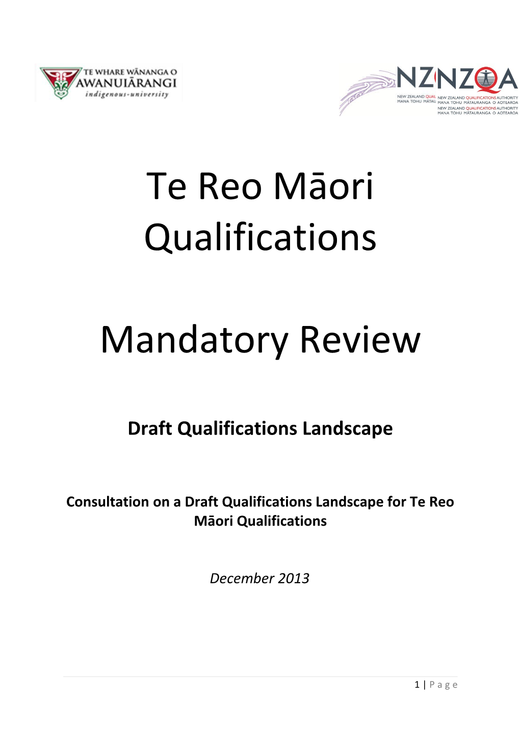 Consultation on a Draft Qualifications Landscape for Te Reo Māori Qualifications