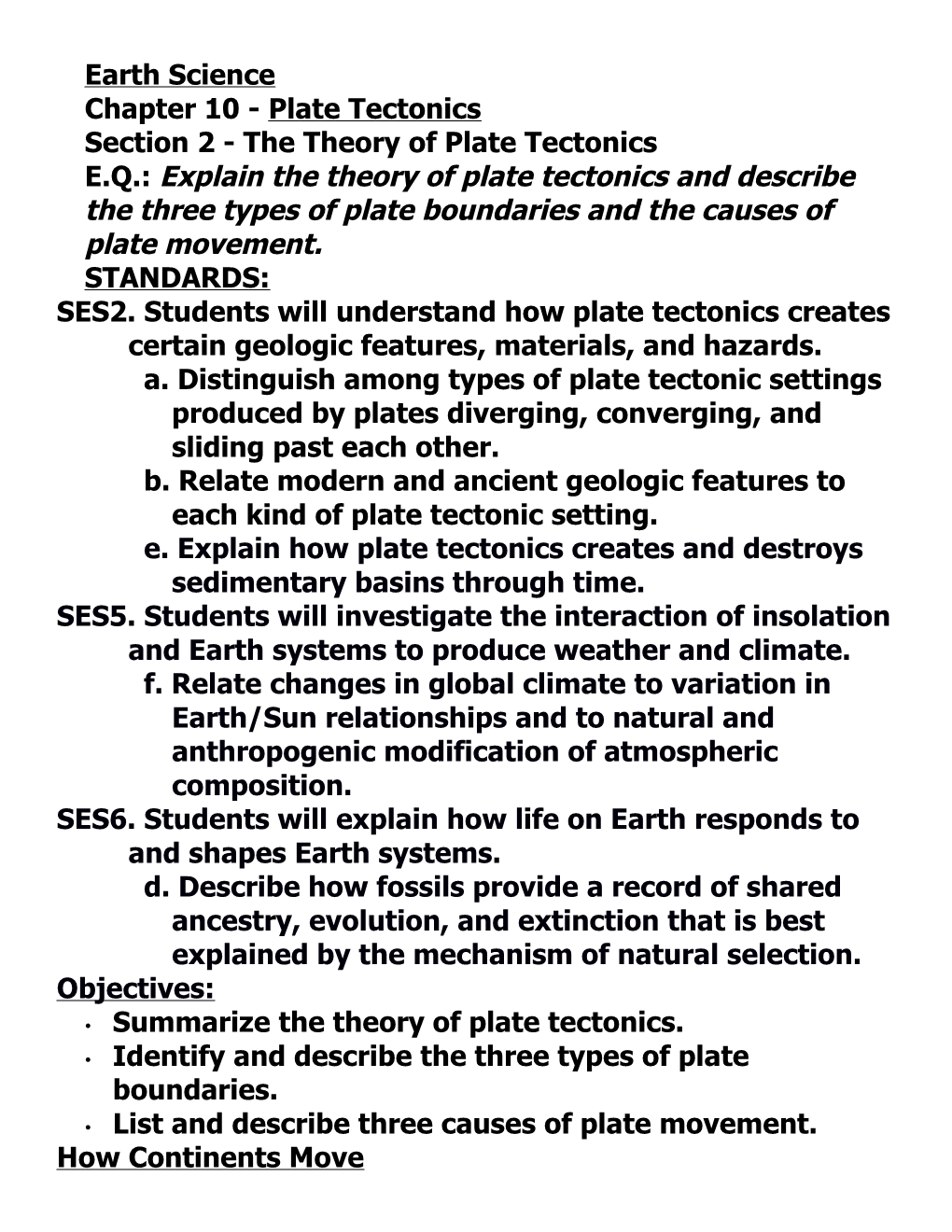 Section 2 - the Theory of Plate Tectonics