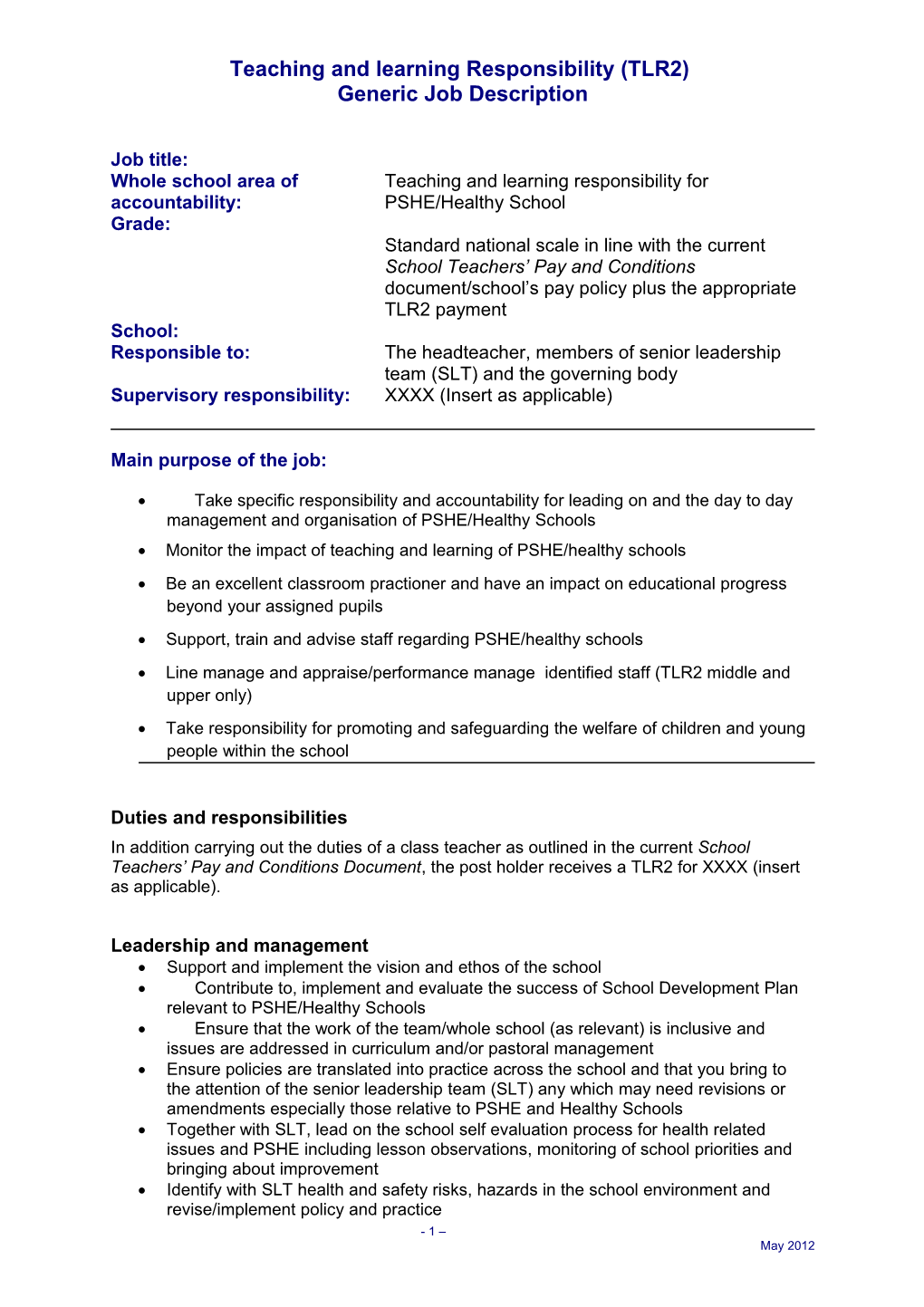 Teaching and Learning Responsibility (TLR2)