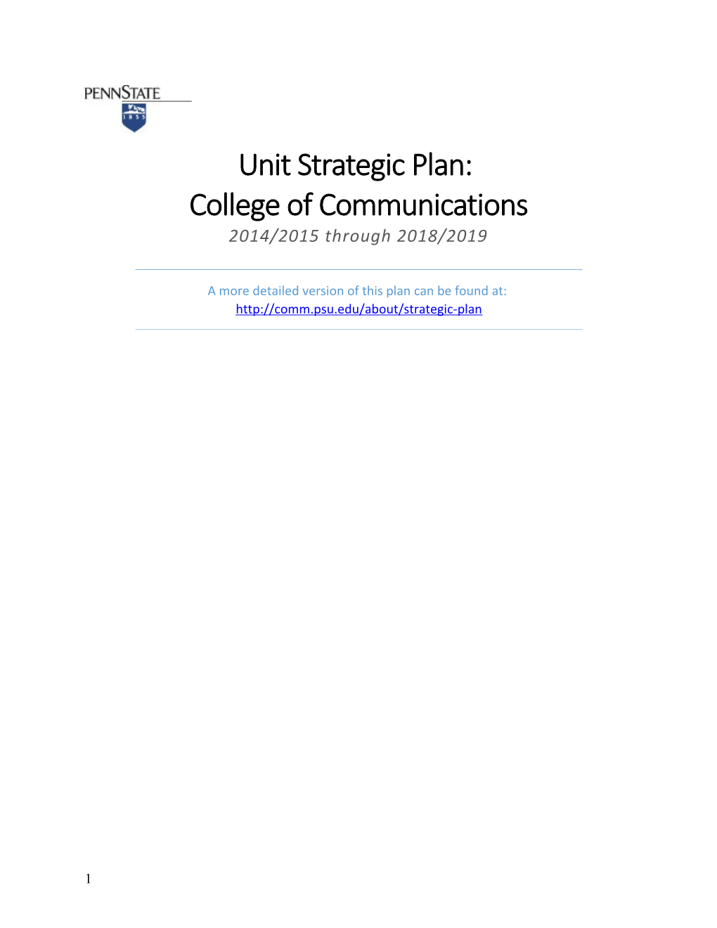 Penn State College of Communications Strategic Plan