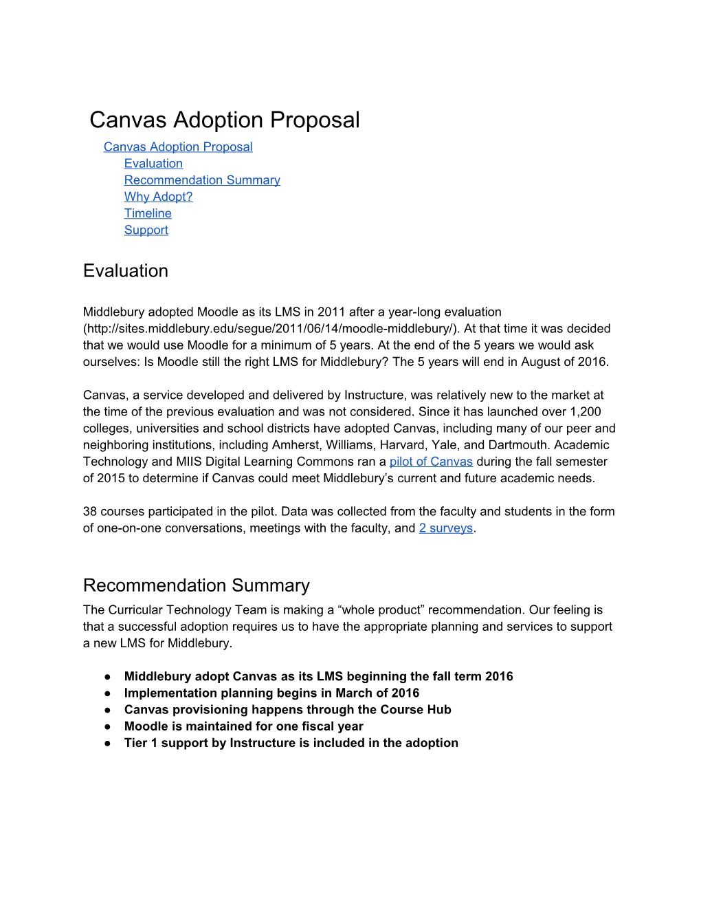 Canvas Adoption Proposal