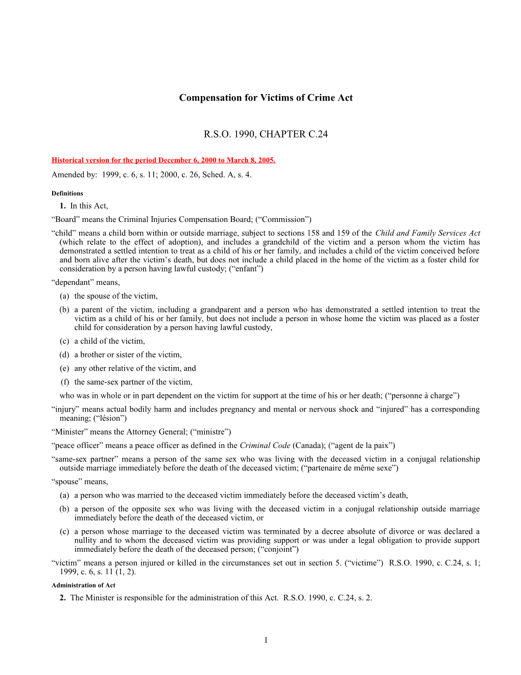 Compensation for Victims of Crime Act, R.S.O. 1990, C. C.24