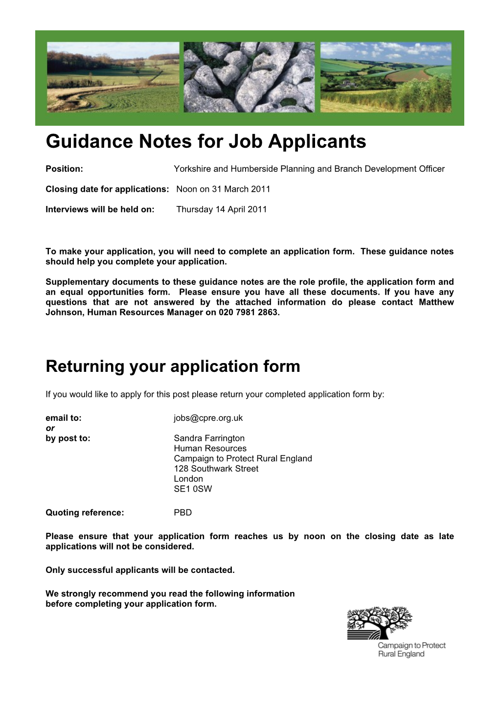 Guidance Notes for Job Applicants