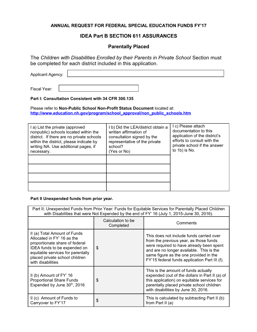 Annual Request for Federal Special Education Funds Fy 17