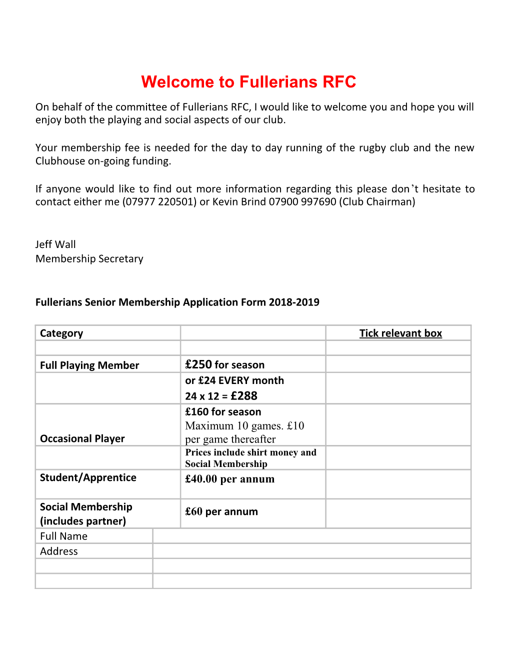 Welcome to Fullerians RFC