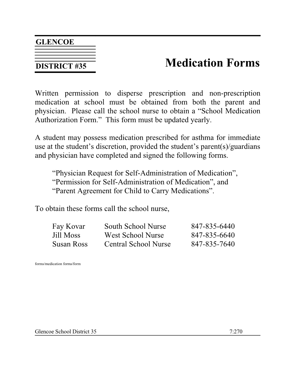 Physician Request for Self-Administration of Medication