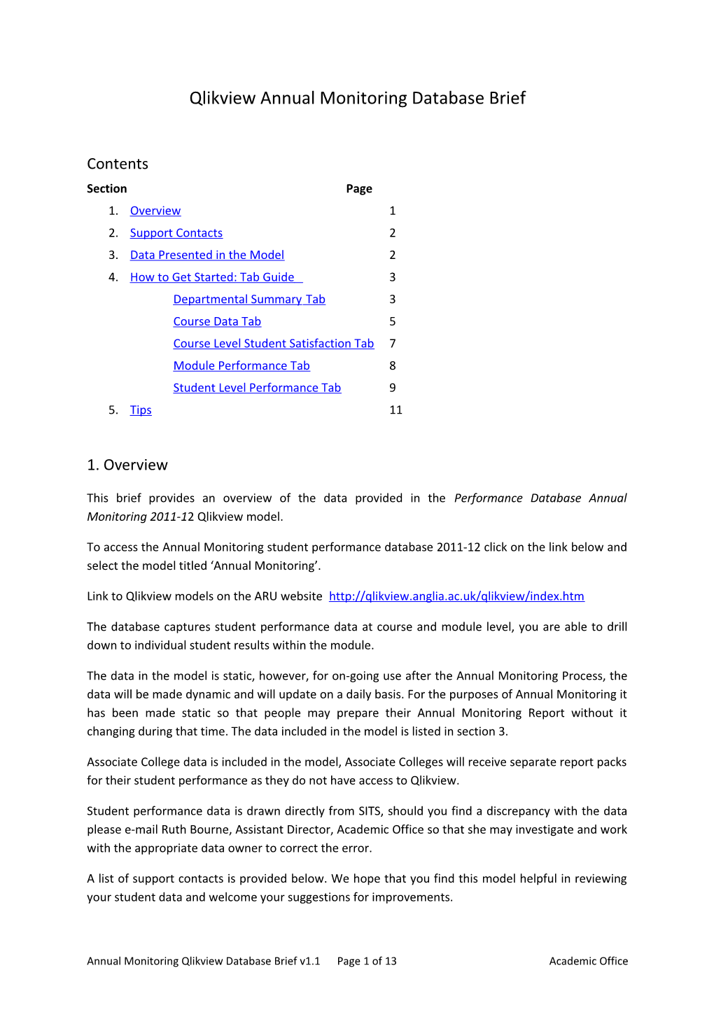 Qlikview Annual Monitoring Database Brief