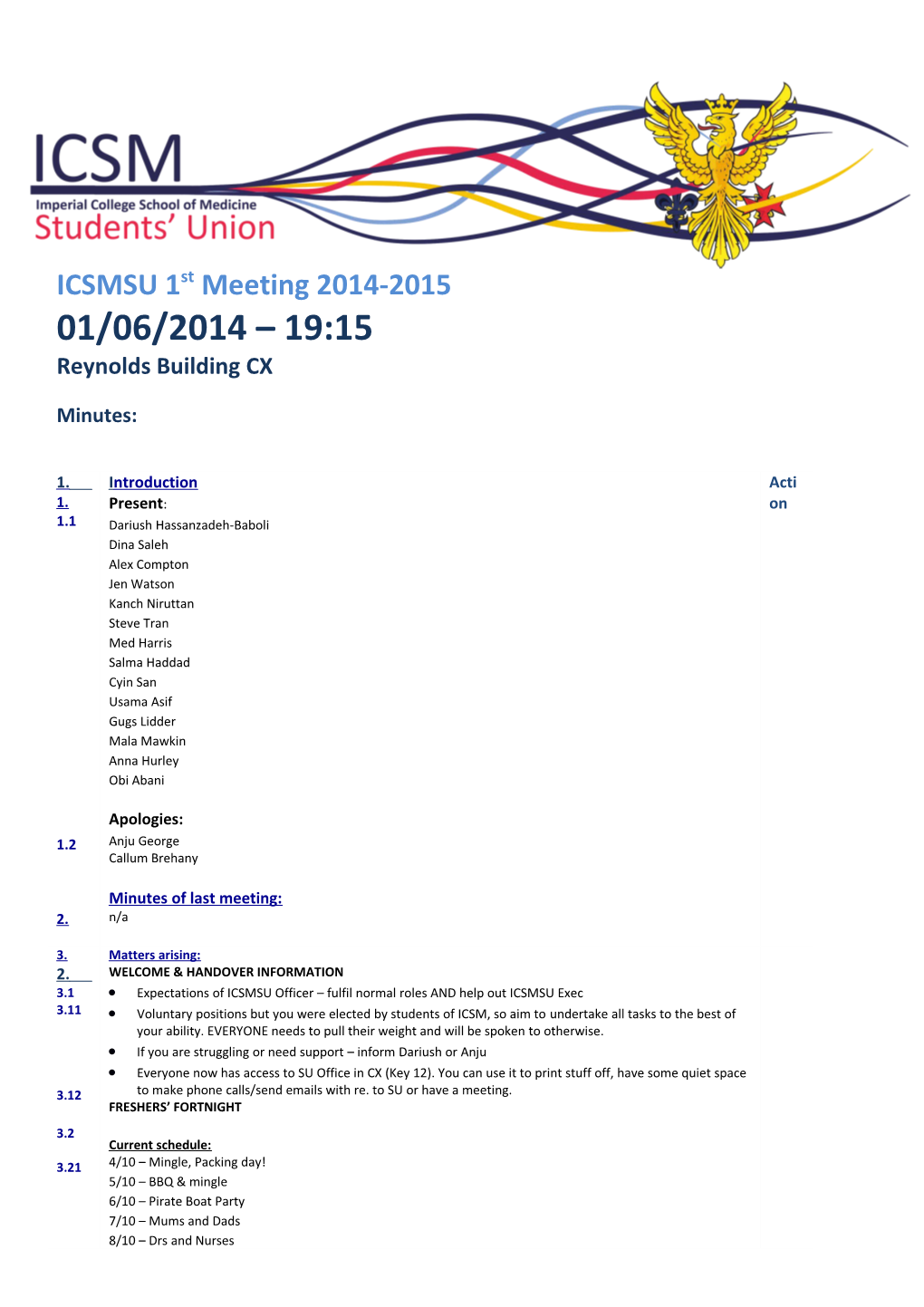 ICSMSU 1St Meeting 2014-2015