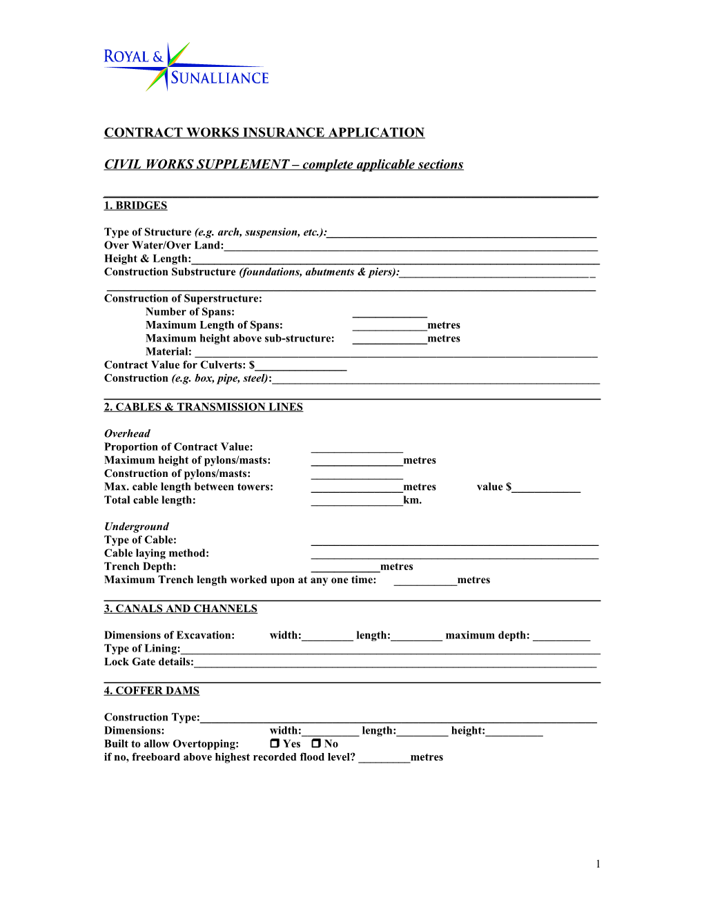 Contract Works Insurance Application