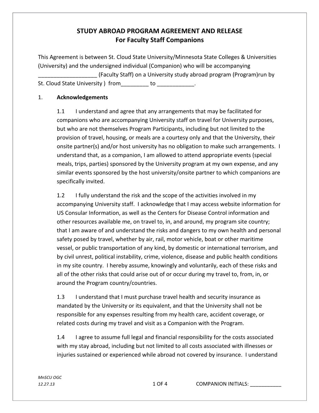 Study Abroad Programagreement and Release