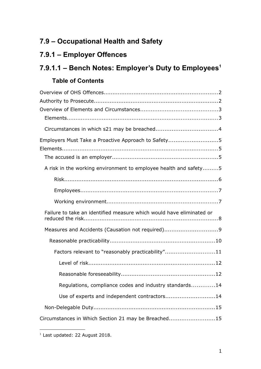 7.9 Occupational Health and Safety
