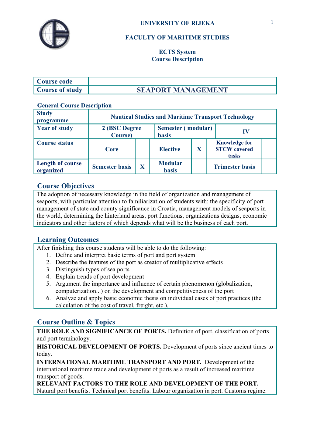 General Course Description