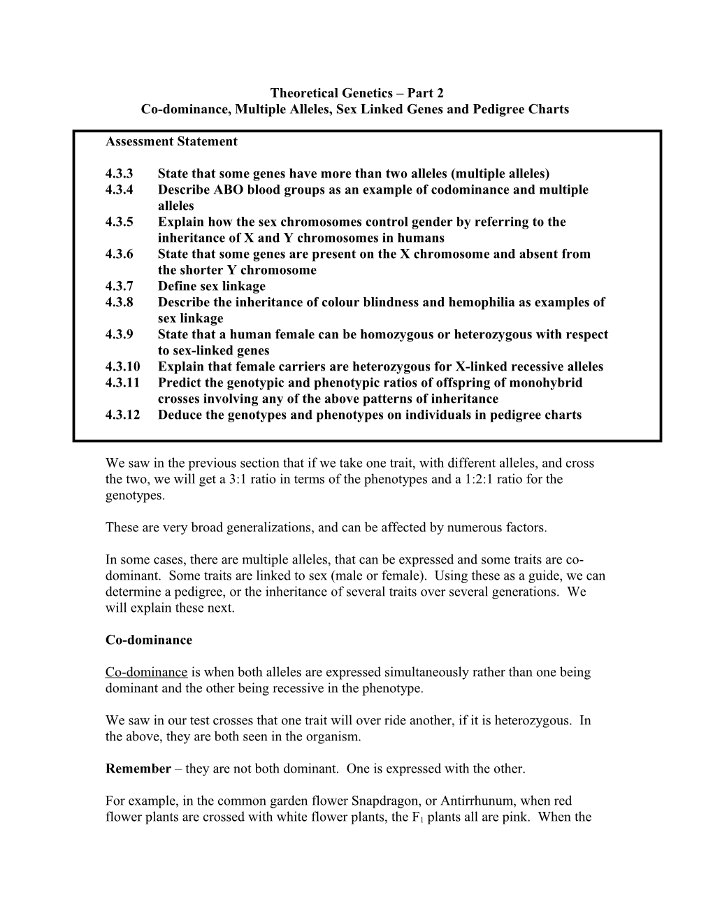 Theoretical Genetics Part 2