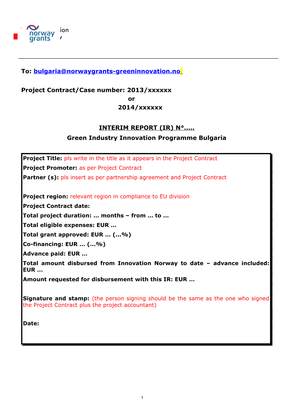 Twinning Interim Quarterly Report N 1