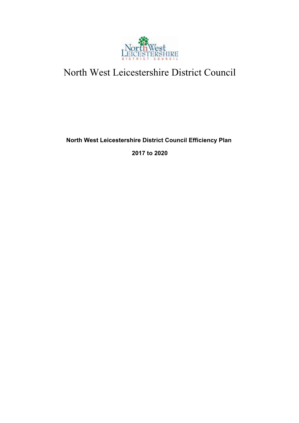 North West Leicestershire District Council Efficiency Plan