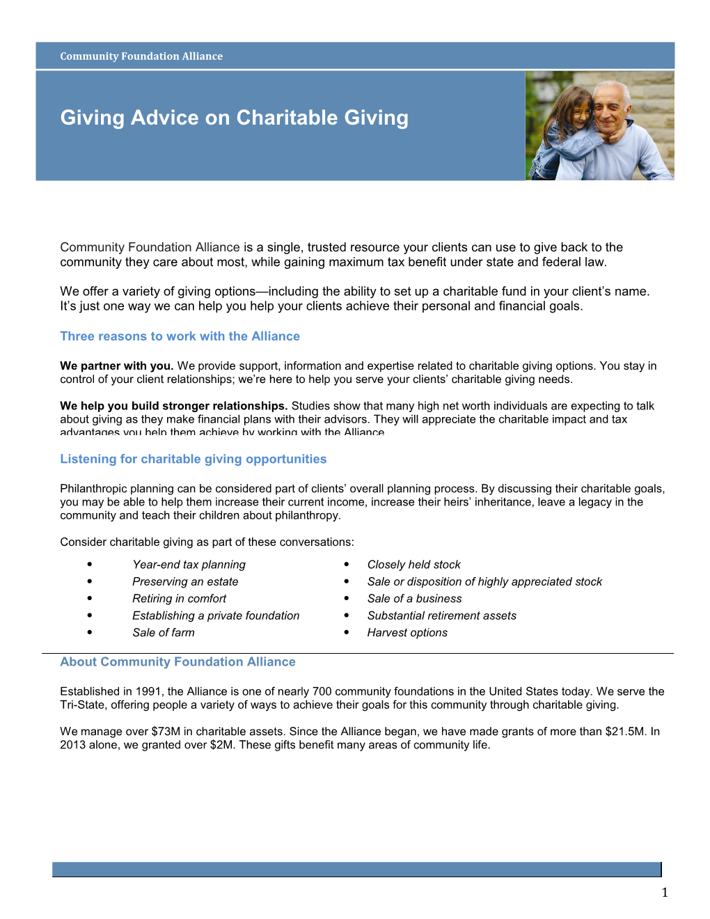 Giving Advice on Charitable Giving
