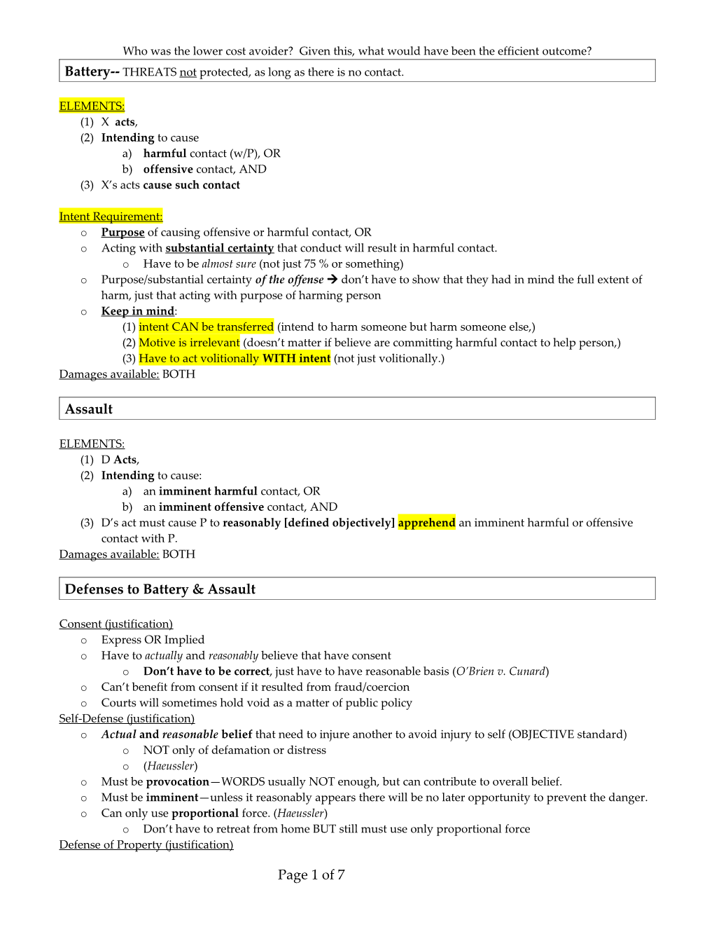 Purposes of Tort Law