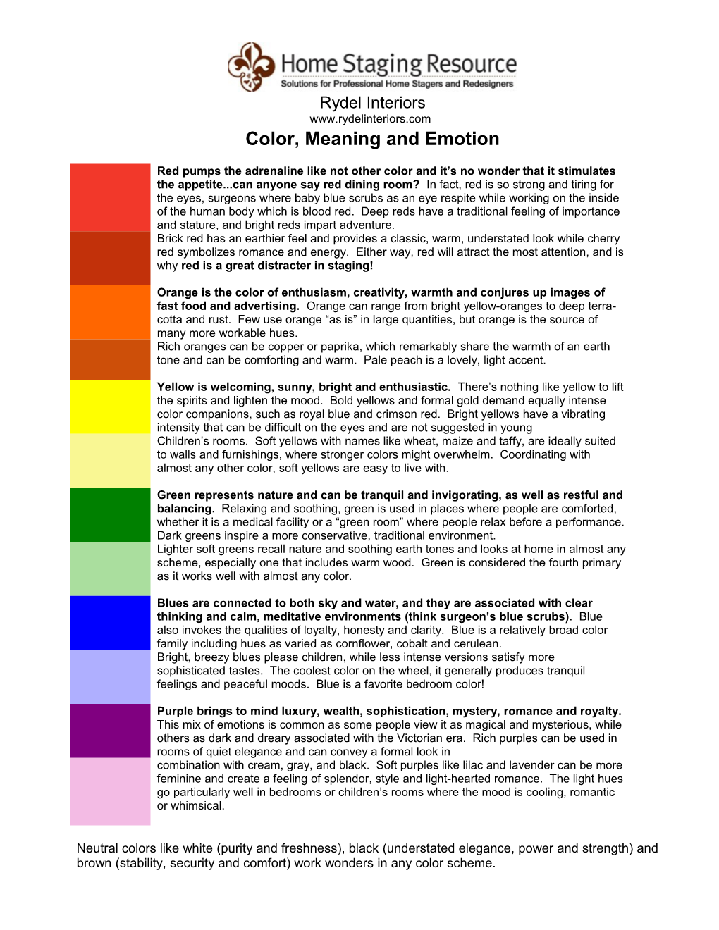 Color, Meaning and Emotion
