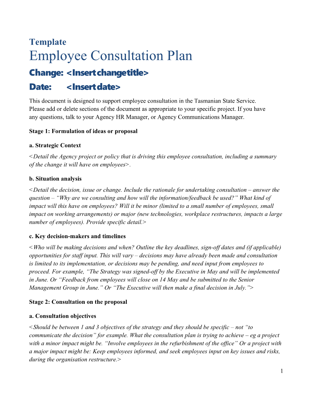 Employee Consultation Plan